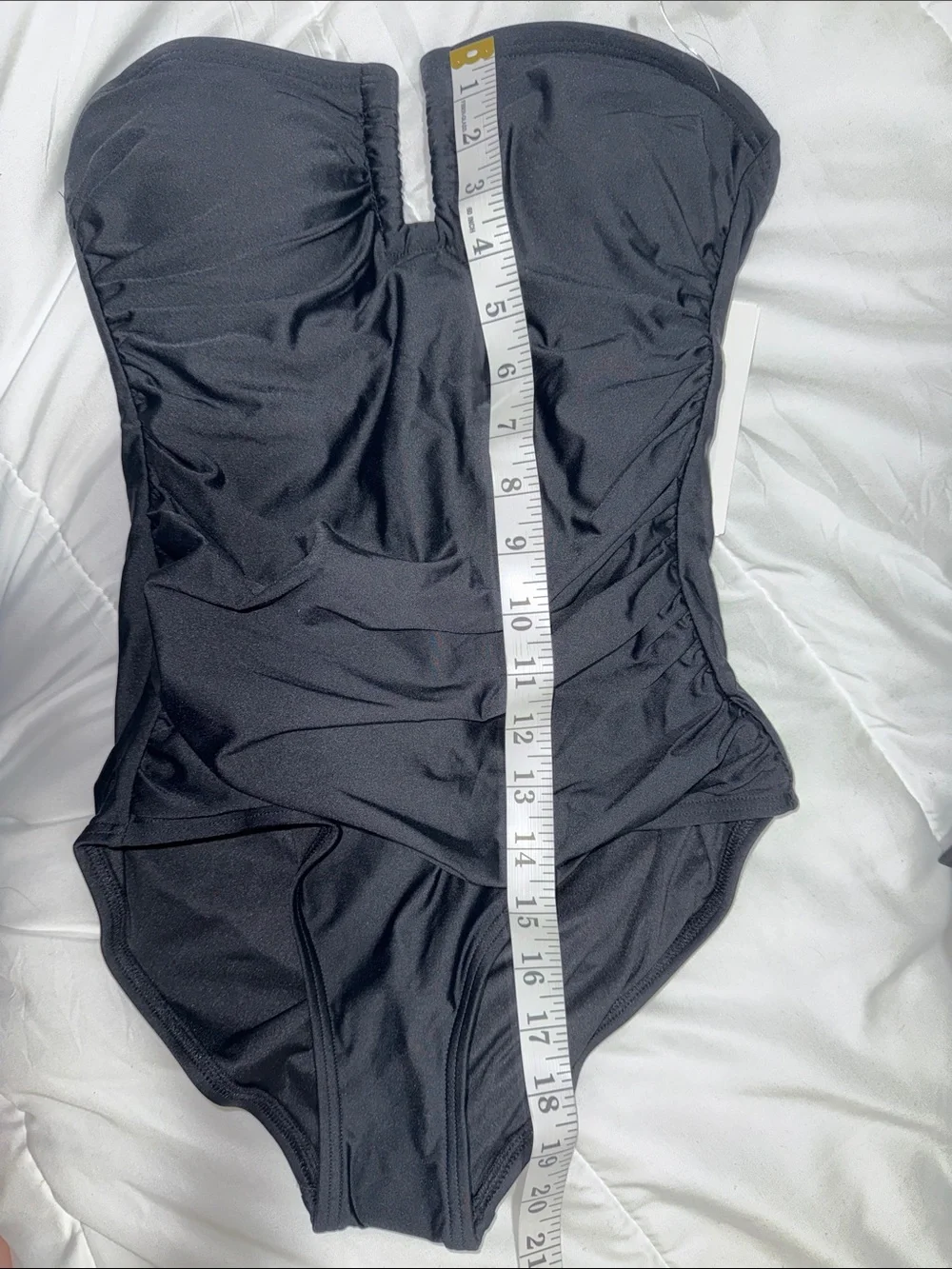 DKNY Black Strapless Ruched One-Piece Swimsuit Tummy Compression UPF 40 S - Picture 10 of 10